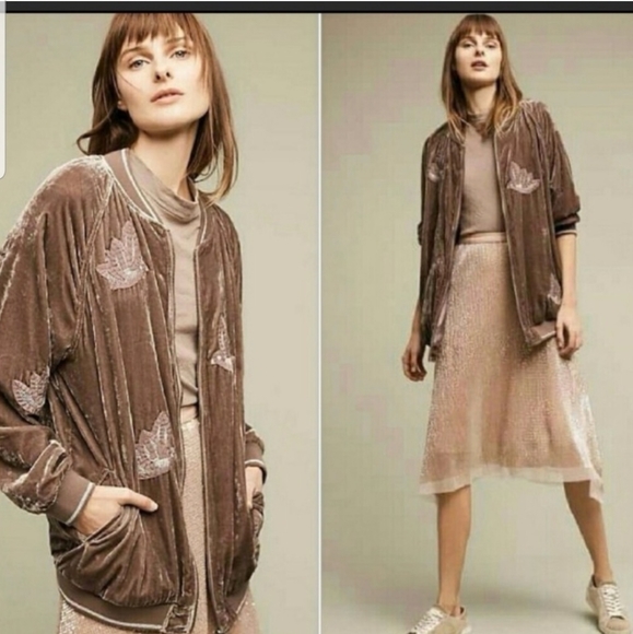 Anthropologie Jackets & Blazers - HEI HEI West End Velvet Sparrow Bomber Jacket